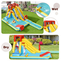 7 in 1 Inflatable Water Park Dual Long Slide Jumping Bounce House with Blower