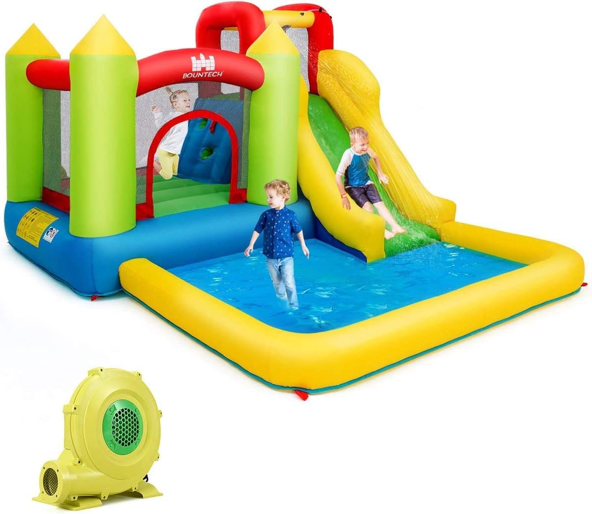 HONEY JOY Inflatable Water Slide, Indoor Outdoor Kids Water Bounce House Jumping Castle Combo