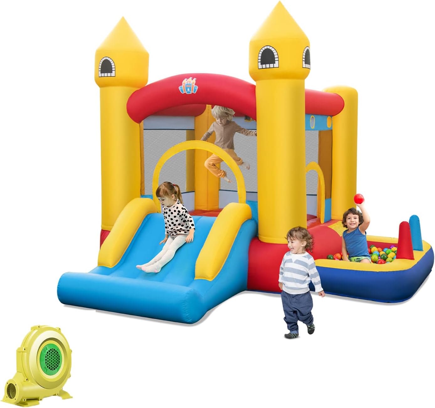 HONEY JOY Kids Inflatable Bounce House, 6-in-1 Indoor Outdoor Children Jumping Castle