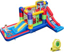 Inflatable Bounce House, Backyard Kids Jumping Castle w/2 Slides, Basketball Hoop, Ball Pool