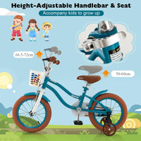 HONEY JOY Kids Bike, 14 Inch Boys Girls Bike for 3-8 Years w/Training Wheels, Adjustable Handlebar & Seat