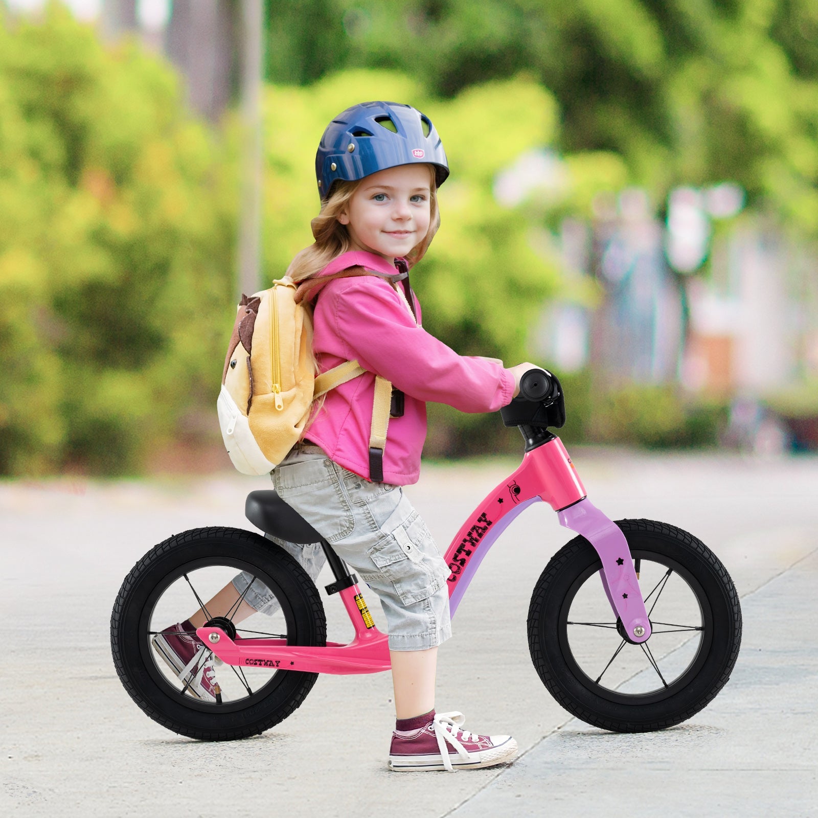 12-Inch Balance Bike, 2 Wheels Kids Bike with Adjustable Seat, First Bike w/ 360° Rotatable Handlebar