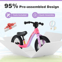 12-Inch Balance Bike, 2 Wheels Kids Bike with Adjustable Seat, First Bike w/ 360° Rotatable Handlebar