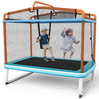 HONEY JOY 6FT Kids Trampoline, 3-in-1 Trampoline w/Swing & Horizontal Bar, Rectangle Toddler Trampoline