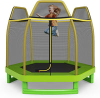 HONEY JOY 7FT Kids Trampoline w/Safety Enclosure Net & Spring Pad