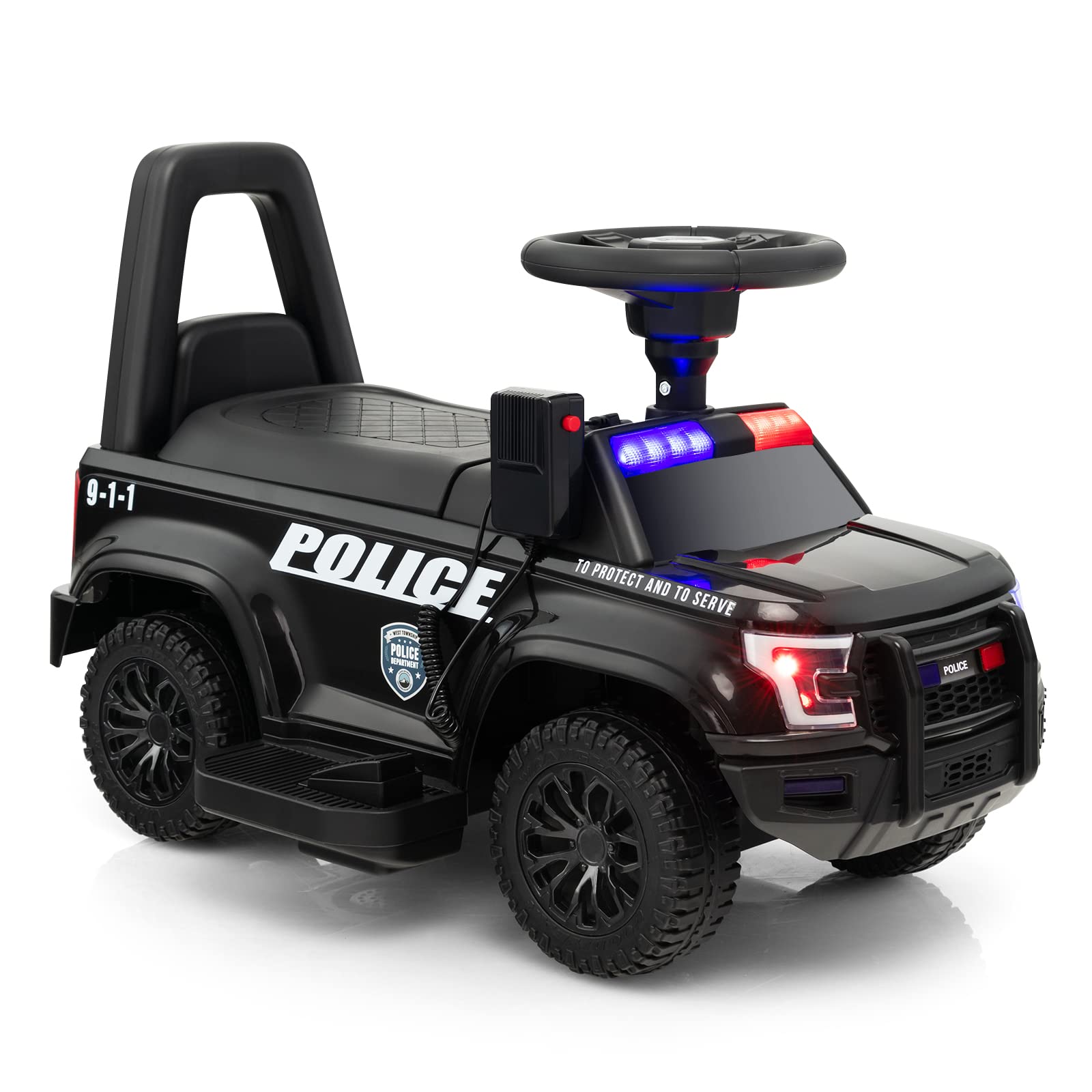 Kids Ride On Police Car 6V Electric Ride-on Vehicle Patrol Car for 18-60 Months