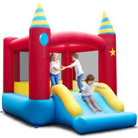 HONEY JOY Inflatable Bounce House, Kids Bouncy Castle w/Large Jumping Area & Wide Slide(Without Blower)