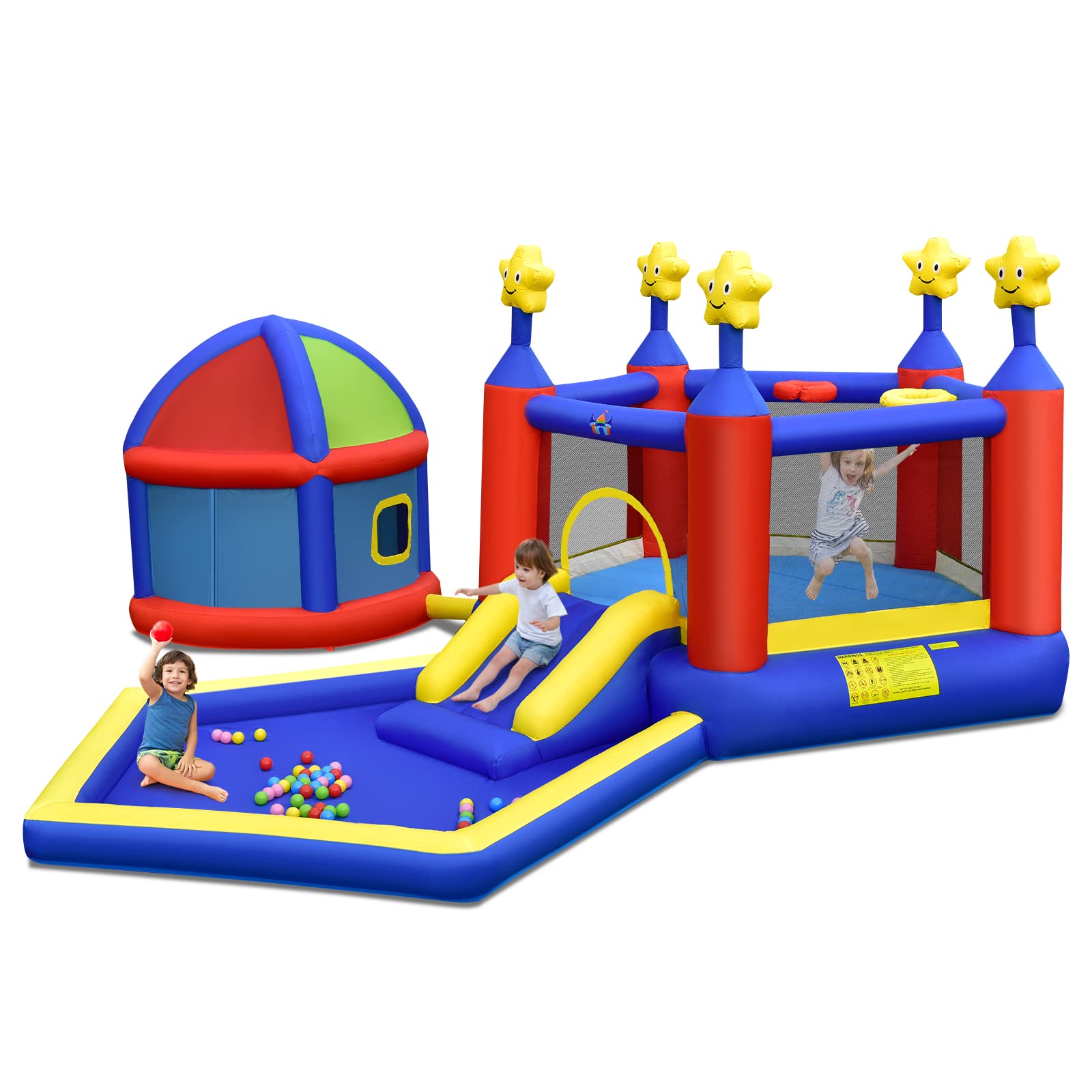 HONEY JOY Inflatable Bounce House with Playhouse, 5-in-1 Star Themed Bouncy Castle