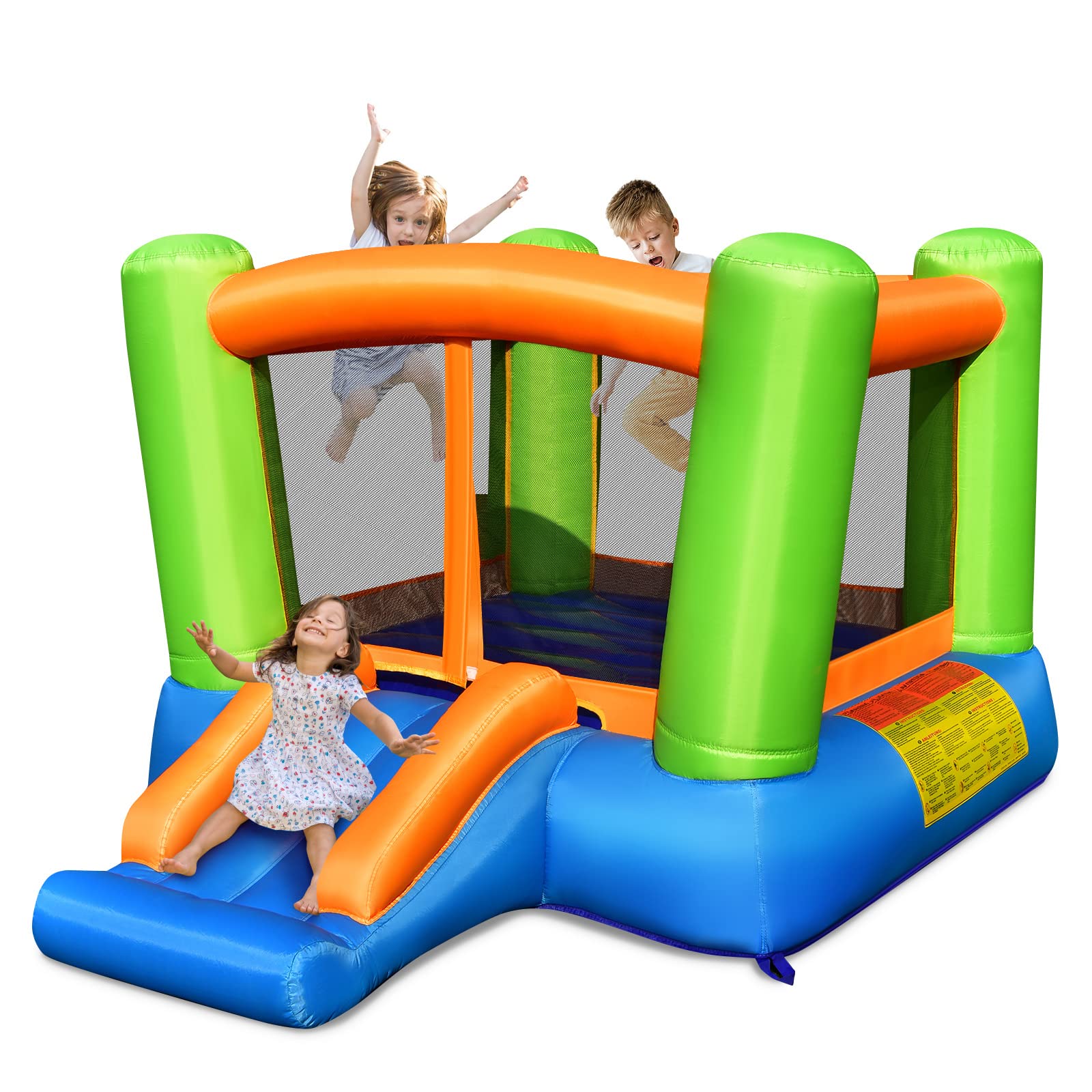 HONEY JOY Inflatable Bounce House, Kids Jumping Castle with Slide, Large Jumping Area