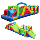 HONEY JOY Inflatable Obstacle Course Bounce House, Kids Sectional Blow up Castle with Dual Slides (Without Blower/With 680W Blower)