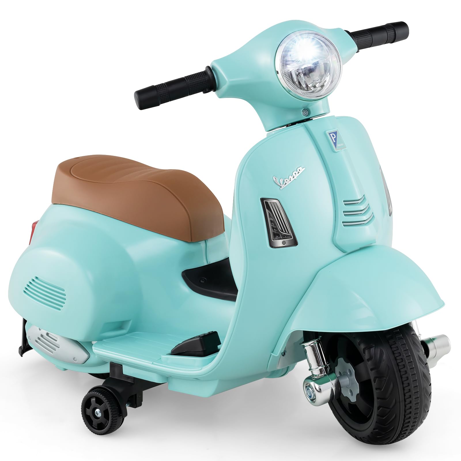 Licensed Vespa Kids Ride on Motorcycle, 6V Battery Motorbike with LED Headlight & Horn Sound