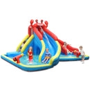 HONEY JOY Inflatable Water Slide, 7 in 1 Giant Water Park Double Long Slide w/Splash Pool, Tunnel Adventure(Without Blower)