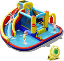 HONEY JOY Inflatable Water Slide, 7-in-1 Outdoor Kids Water Bounce House Jumping Castle(with 680W Blower)