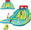 HONEY JOY Inflatable Water Slide, 452 x 365 x 233CM Giant Water Park for Kids w/Double Long Slides(with 680W Blower)