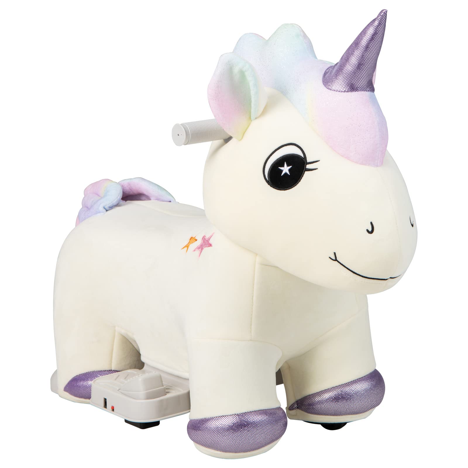 HONEY JOY Kids Ride On Toy, 6V Electric Unicorn Ride On Toy w/Anti-Slip Handlebars, Flexible Wheels & Foot Pedal