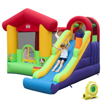 HONEY JOY Inflatable Bounce House, Jumping Castle for Kids w/Climbing Wall, Slide (with 680W Blower)