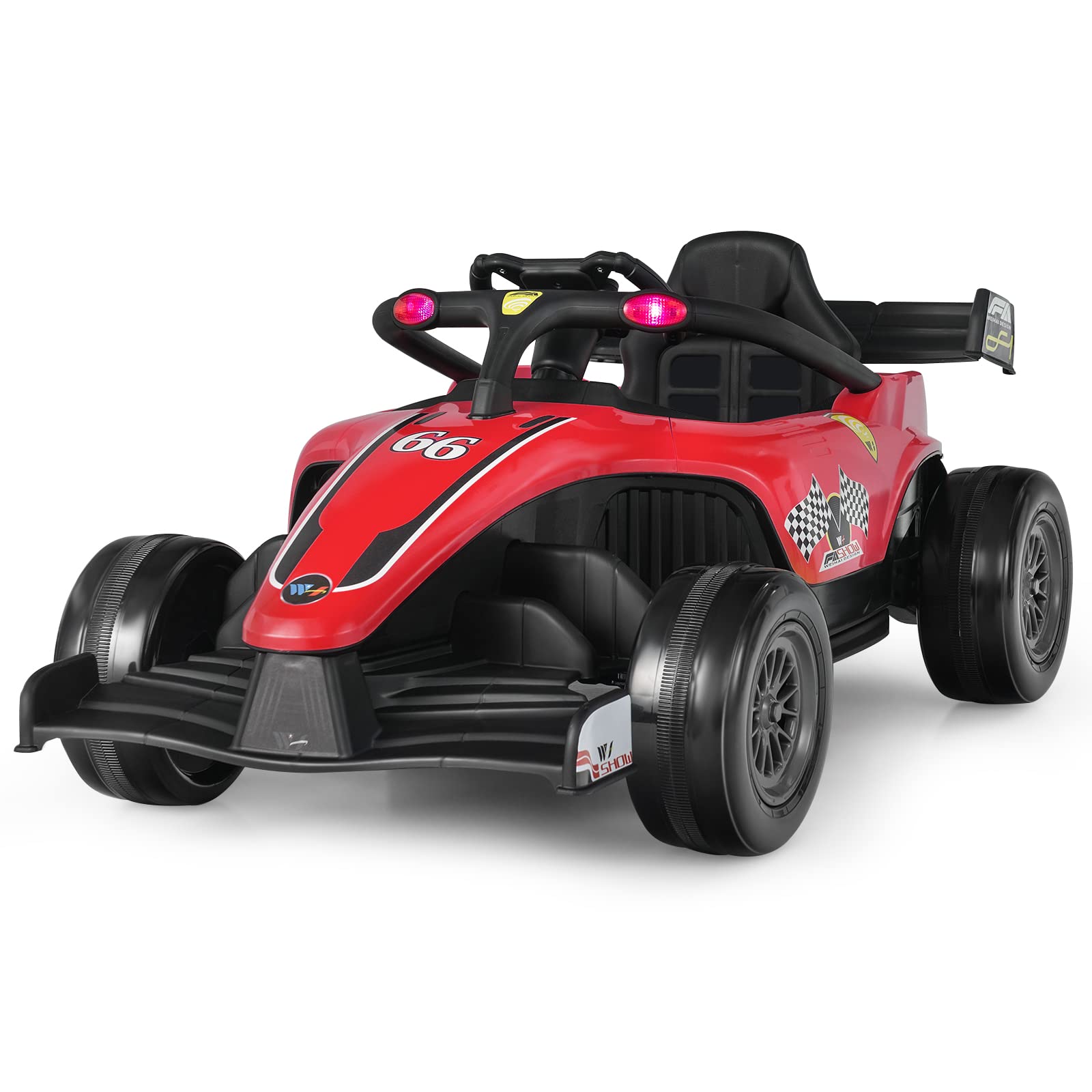 HONEY JOY Kids Ride On Car, 12V Electric Racing Truck w/Remote Control, Spring Suspension