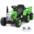 HONEY JOY Kids Ride On Car, 12V Electric Ride On Tractor with Trailer for Children, Electric Toy Car for Over 3 w/Remote Control