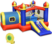 HONEY JOY Inflatable Bounce House, 5 in 1 Bouncy Castle for Kids with Playhouse(with 450W Blower)