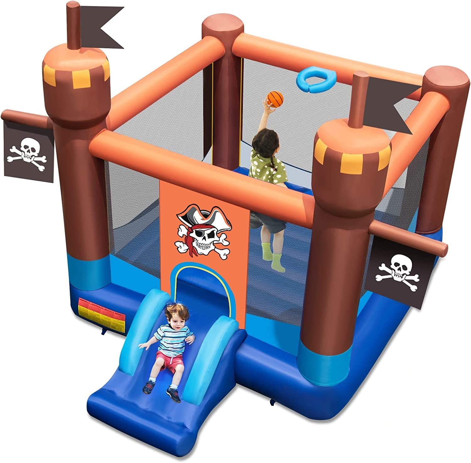 HONEY JOY Inflatable Bounce House, Pirate Ship Themed Kids Inflatable Castle