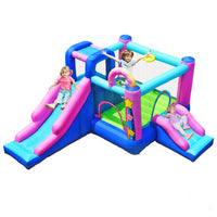 HONEY JOY Inflatable Bounce House, 5 in 1 Kids Jumper Bouncer w/2 Slides, Jumping Area