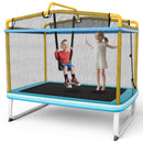 HONEY JOY 6FT Kids Trampoline, 3-in-1 Trampoline w/Swing & Horizontal Bar, Rectangle Toddler Trampoline