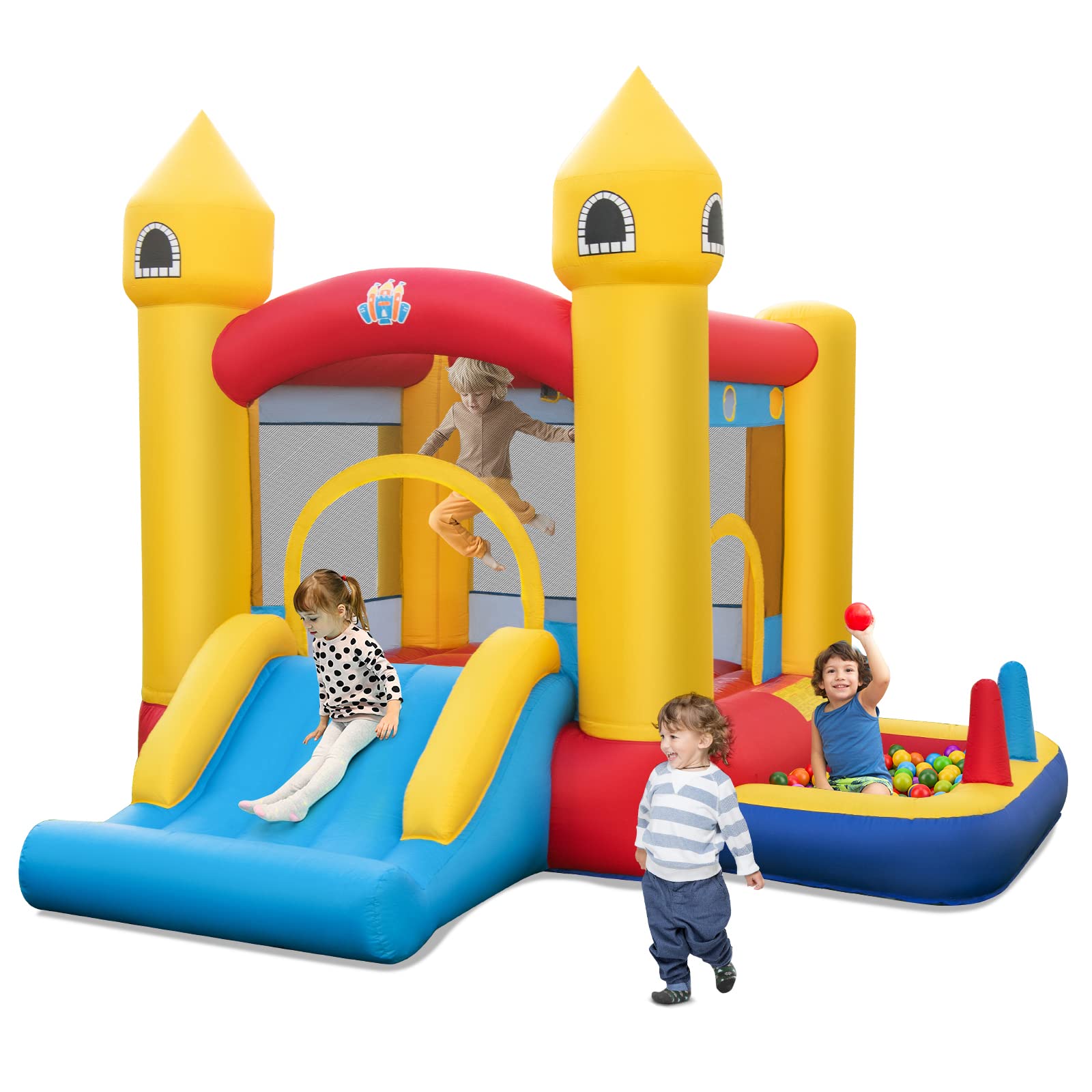 HONEY JOY Kids Inflatable Bounce House, 6-in-1 Indoor Outdoor Children Jumping Castle