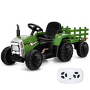 HONEY JOY Kids Ride On Car, 12V Electric Ride On Tractor with Trailer for Children, Electric Toy Car for Over 3 w/Remote Control