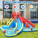 HONEY JOY Inflatable Water Slide, 7 in 1 Giant Water Park Double Long Slide w/Splash Pool, Tunnel Adventure(Without Blower)