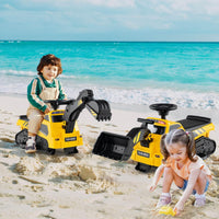 3-in-1 Kid Ride on Tractor w/Adjustable Arms, Electric Excavator Bulldozer Toy Road Roller w/Music