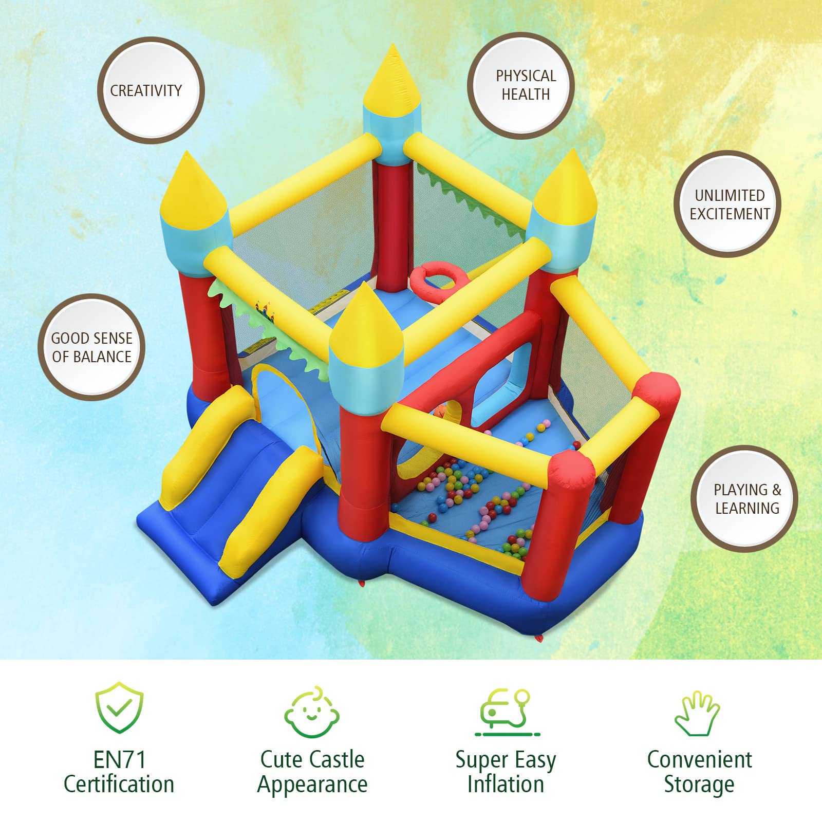 HONEY JOY Inflatable Bounce House, Inflatable Jumping Castle for Kids