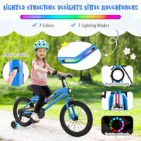 16Inch Children Bicycle with 7-Mode LED Lighted Frame, Headlight, Flash Training Wheels, Dual-Brake, 95% Pre-Assembled