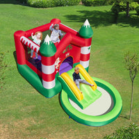 HONEY JOY Inflatable Bounce House, Christmas Themed Jumping Castle w/Slide, Trampoline(with 450W Blower)