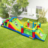 HONEY JOY Inflatable Obstacle Course Bounce House, Kids Sectional Blow up Castle with Dual Slides (Without Blower/With 680W Blower)