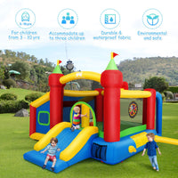 HONEY JOY Inflatable Bounce House, 7-in-1 Kids Jumper Castle with Slide, Football & 100 Ocean Balls