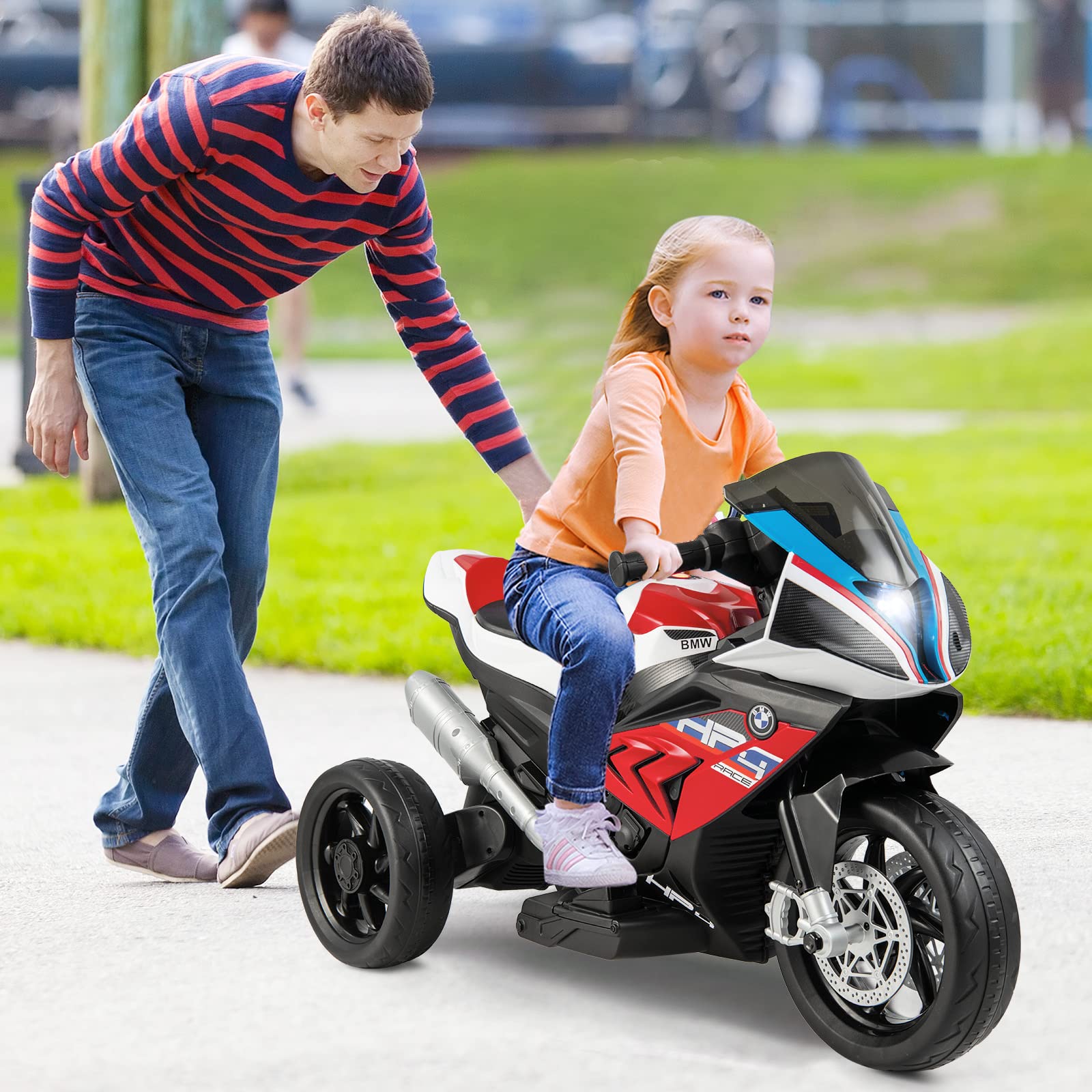 HONEY JOY Licensed BMW 12V Kids Ride on Motorcycle Electric Ride on Toy 3 Wheels