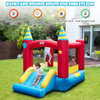 Inflatable Bounce House, Kids Bouncy Castle w/Large Jumping Area & Wide Slide