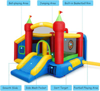 HONEY JOY Inflatable Bounce House, 7-in-1 Kids Jumper Castle with Slide, Football & 100 Ocean Balls