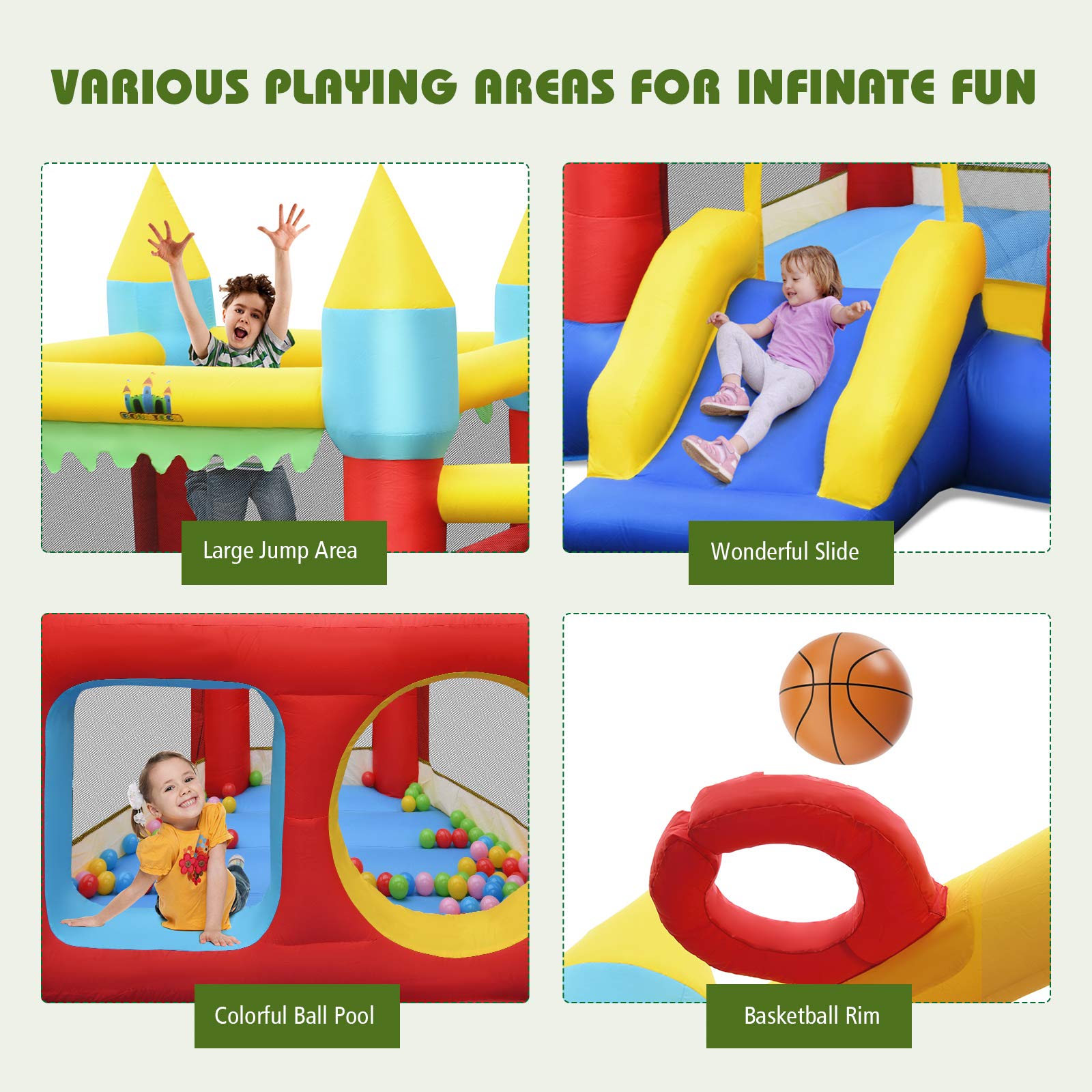 HONEY JOY Inflatable Bounce House, Inflatable Jumping Castle for Kids