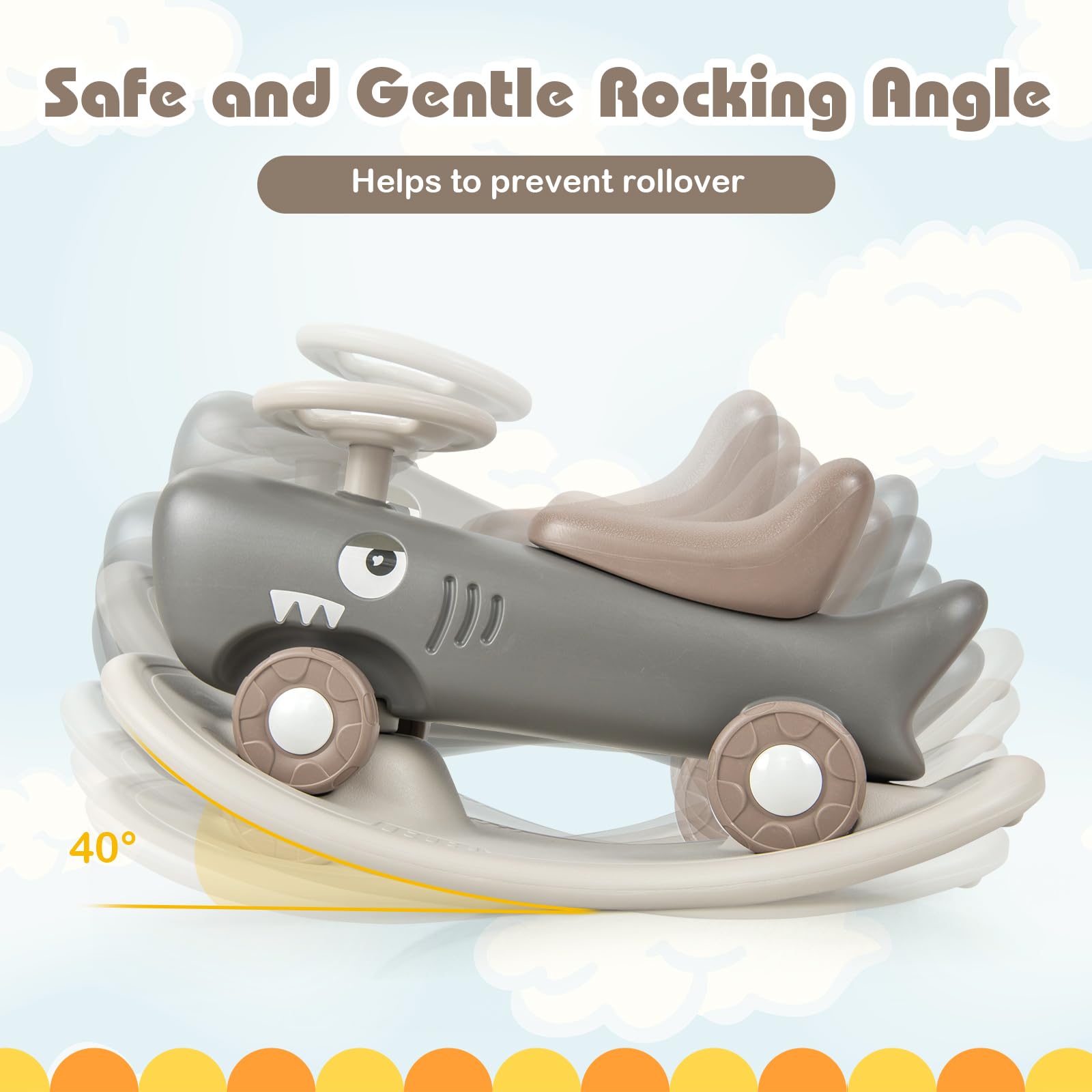 HONEY JOY 3-in-1 Kids Rocking Horse & Sliding Car