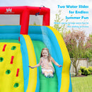 HONEY JOY Inflatable Water Slide, 452 x 365 x 233CM Giant Water Park for Kids w/Double Long Slides(with 680W Blower)