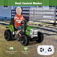 HONEY JOY Kids Ride On Car, 12V Electric Ride On Tractor with Trailer for Children, Electric Toy Car for Over 3 w/Remote Control