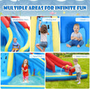 HONEY JOY Inflatable Water Slide, 7 in 1 Giant Water Park Double Long Slide w/Splash Pool, Tunnel Adventure(Without Blower)