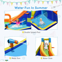 HONEY JOY Inflatable Water Slide, Bounce House w/Slide, Double Splash Pool, Climbing Wall