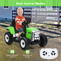 HONEY JOY Kids Ride On Car, 12V Electric Ride On Tractor with Trailer for Children, Electric Toy Car for Over 3 w/Remote Control