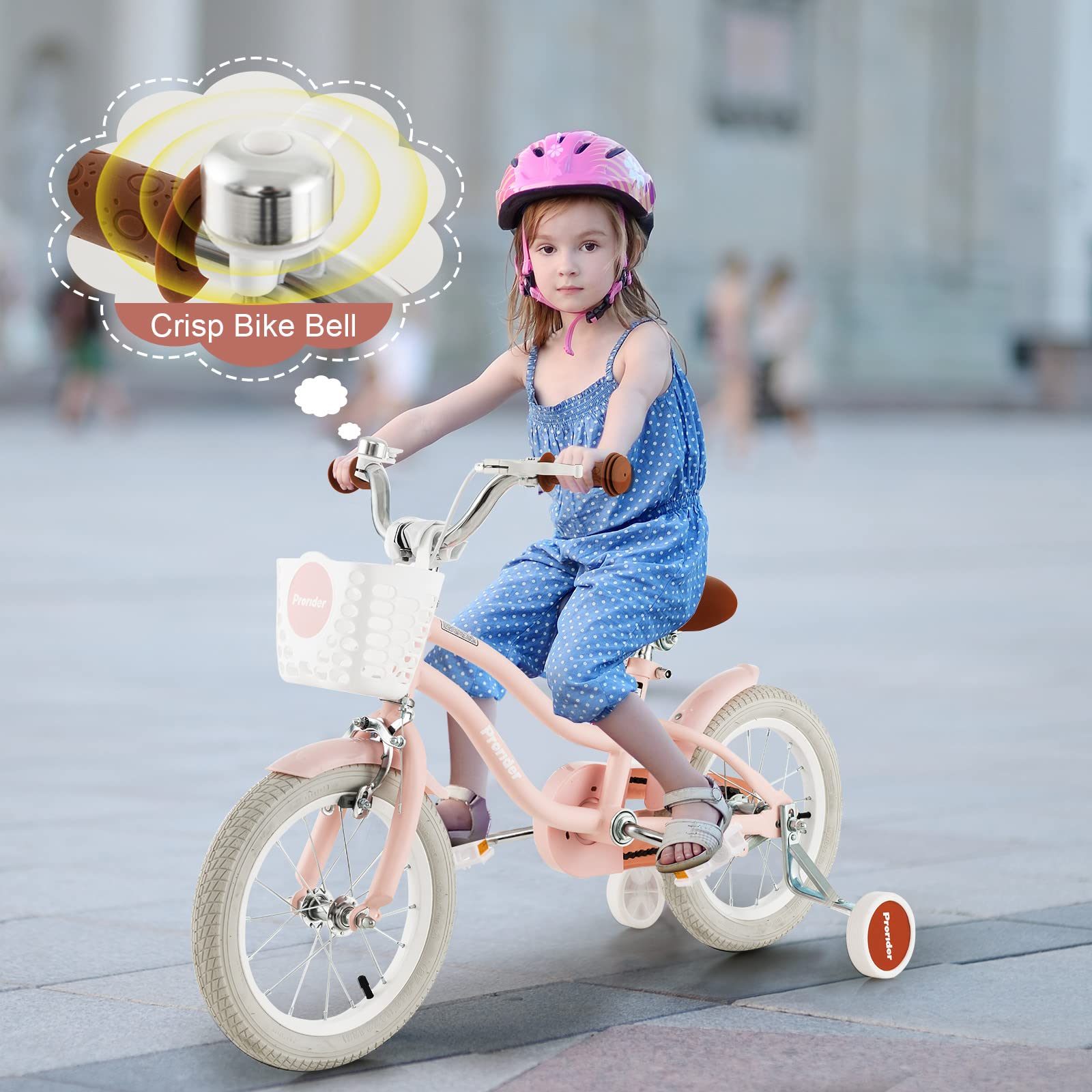 HONEY JOY Kids Bike, 14 Inch Boys Girls Bike for 3-8 Years w/Training Wheels, Adjustable Handlebar & Seat