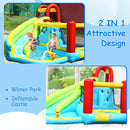 HONEY JOY Inflatable Water Slide, 6 in 1 Jumping Bounce House w/Climbing Wall, Splash Pool(without Blower)