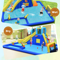 HONEY JOY Inflatable Water Slide for Kids, 6-in-1 Kids Giant Water Park w/Large Water Soccer Splash Pool(with 680W Blower)