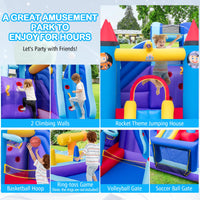 Inflatable Water Slide Park, Kids Inflatable Jumping Castle w/2 Slides, Splash Pool, Jumping Area