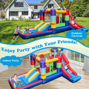 Inflatable Bounce House, Backyard Kids Jumping Castle w/2 Slides, Basketball Hoop, Ball Pool